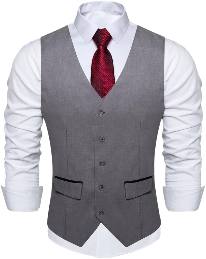 Dcvmvmn Men's Vest V Neck Sleeveless Slim Suit Vest Business Formal Vest
