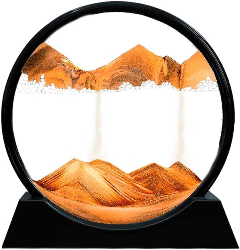 SANTALON 3D Yellow Dynamic Sand Art Liquid Motion,Moving Sand Art Picture Round Glass 3D Deep Sea Sandscape in Motion Display Flowing Sand Frame Desktop Home Office Work Decor (7 in) (Orange) (B0D2RY3FB8) Amazon Price History, Amazon Price Tracker