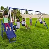 Sportspower Arcadia Metal Swing Set for Kids – Trapeze...