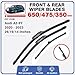 Front Rear Wiper Blades Compatible with AUDI A3 8Y 2020-2023 S3 RS3 SLine Sportback Windscreen Brushes Window Accessories 2021(Front,LHD)
