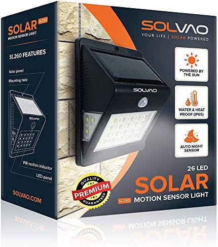 SOLVAO Solar Motion Detector Light (Upgraded) - 26 LED Dusk to Dawn Outside Light for House, Shed, Chicken Coop & RV - Brightest Solar Lights for Outdoor Use - Exterior Motion Sensor Security Light