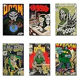 WANMLY MF Poster Doom (Set of 6) Signed Limited Edition Canvas Poster Wall Art Decor for Living Room Unframe:08x12inch(20x30cm)