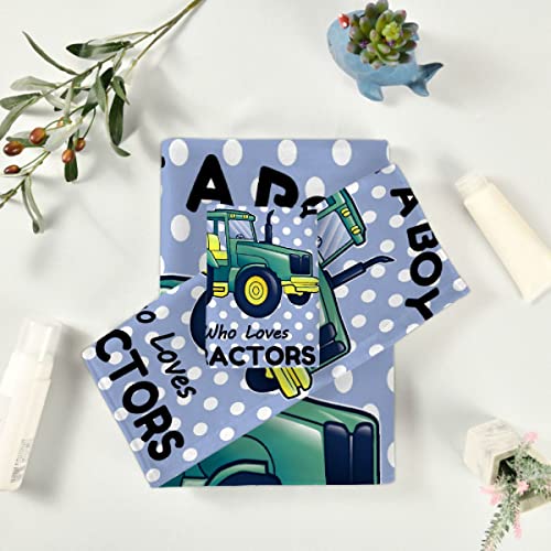 Tractors Bath Towel Set, Just A Boy Who Loves Tractors Soft Luxurious Modern Printed 3-Piece Towel Set, Practical Gift 1 Bath Towel 1 Washcloth 1 Hand Towel, Absorbent Quick Dry For Bathroom #TOP3