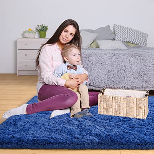 Kelarea Super Soft Shaggy Rug Fluffy Bedroom Carpets, 3X5 Feet Navy Blue, Modern Indoor Fuzzy Plush Area Rugs For Living Room Dorm Home Decorative Kids Girls Children's Floor Rugs #TOP6