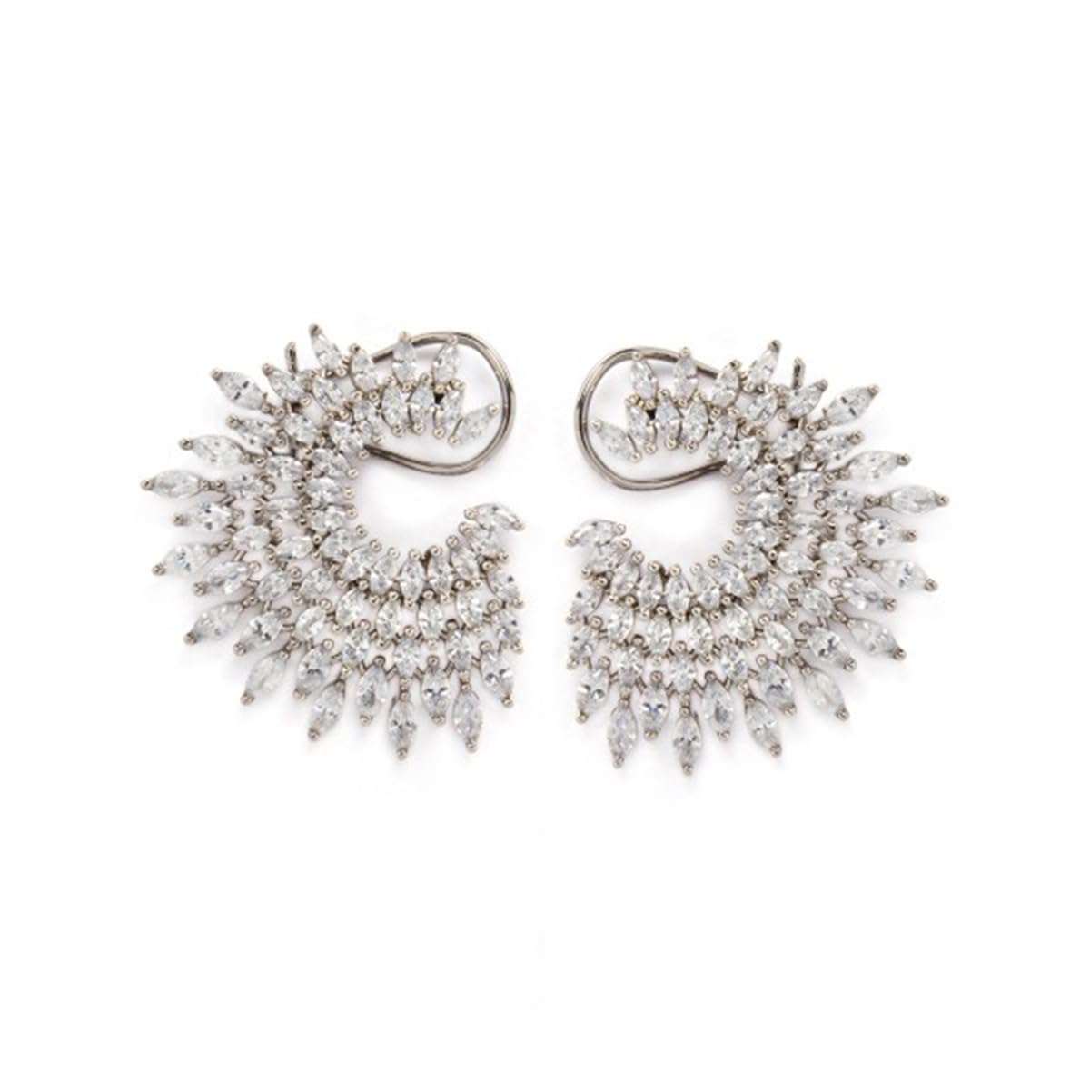 Fashion Oversized Stud Earrings American Diamond Stylish Trendy Jewellery Gift for Women & Girls