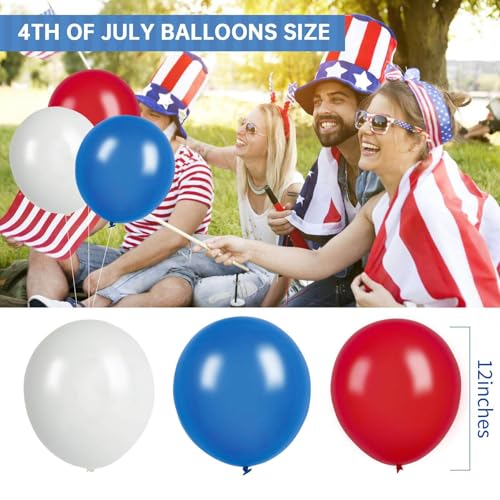 LOJAYUVE Red White and Blue Balloons with Ribbons, 45 Pack (12 Inch) 4th of July Latex Balloons – Perfect for Fourth of July Decorations, July 4 Decor, and Patriotic Celebrations by LOJAYUVE - Used condition - Image 2