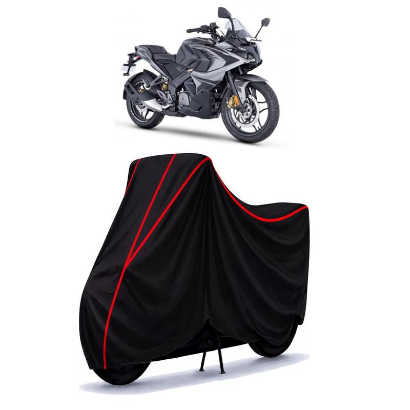 Image of Bajaj Pulsar 200 Water Resistant Bike Cover for All Motorcycles & Rain | Heavy Duty Taffeta Fabric | UV Protection, Dustproof, Scratchproof | All Weather Two Wheeler Body Cover with Elastic Bottom