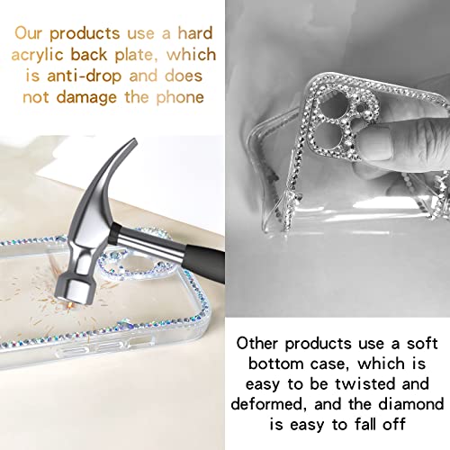 Cavdycidy For Luxury Iphone 12 Case Glitter,Sparkle Bling Cute Phone Case With Rhinestone Diamond Camera Protection，Airbag Anti-Fall Designed Crystal Clear Cover For Women Girly #TOP6