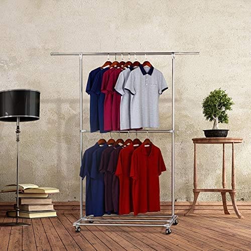 SUNPACE Heavy Duty Garment Rack Rolling SUN003 Commercial Grade Pipe Clothing Garment Rack Store