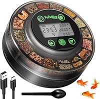 Papettly Futterautomat Aquarium, Automatischer Fischfutterautomat für Aquarium mit Timer, Futterautomat, Wiederaufladbare Fische Fischfutterspender mit USB-Kabel LCD-Anzeige Fisch Futterautomaten