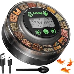 Futterautomat Aquarium, Automatischer Fischfutterautomat für Aquarium mit Timer, Futterautomat, Wiederaufladbare Fische Fischfutterspender mit USB-Kabel LCD-Anzeige Fisch Futterautomaten