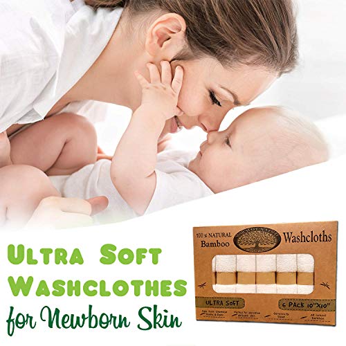 Organic Bamboo Baby Washcloths – Ultra Soft Baby Washcloths For Face & Body, Gentle On Sensitive Skin – Organic Baby Towels With Bamboo Made From Rayon Fiber 10 X 10 By Touch Of Nature (White) #TOP1