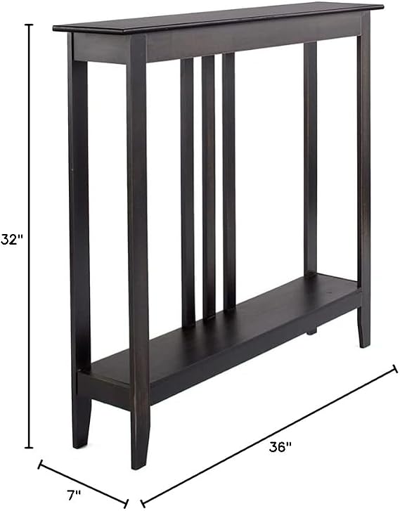 The Lakeside Collection Slim Space Saving Accent Table 36 W x 7 D x 32 H - Antique Black