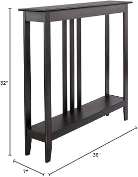 The Lakeside Collection Slim Space Saving Accent Table 36 W x 7 D x 32 H - Antique Black