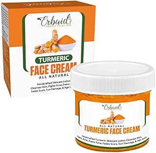 Erbaid Turmeric Face Cream for Face & Body - All Natural Turmeric Skin Brightening Lotion - Turmeric Cleanses Skin, Fights Acne, Evens Tone, Fades Scars, Sun Damage, & Age Spots - Pure Handcrafted Turmeric Healing Skincare Made in the USA 2 Oz