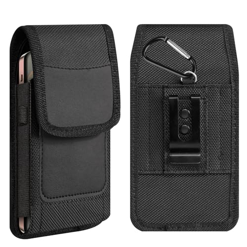 Kakulan Heavy Duty Nylon Phone Holster with Belt Clip, Fits iPhone 17/16/15/14 Pro Max & Samsung Galaxy S25+/S24+/S23+, Case-Friendly Rugged Cell Phone Pouch for Men by KaKuLan - Used condition - CA$15.03