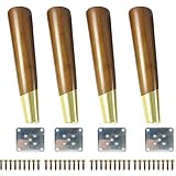 4 x schräg zulaufende Möbelbeine aus Holz, Tischbeine, Ersatzbeine for Sofas, Stützbeine for Möbel aus der Mitte des Jahrhunderts, mit goldener Montageplatte und Schrauben (15 cm) ( Size : 18.5cm )