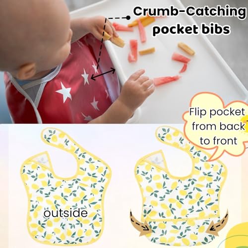 TSD Baby Bibs Waterproof Feeding Bibs 5pack Adjustable Mealtime Poctet Bib for Newborn Toddler Infant Easy Clean Durable Baby Essentials Shower Gift3