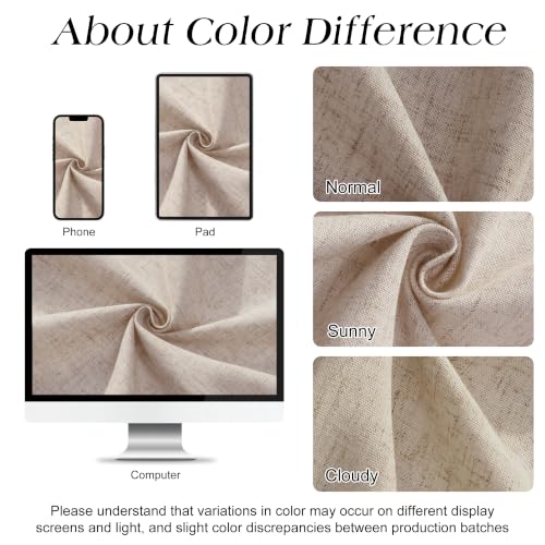Naturoom Linen Shower Curtain 90 Inch Long for Bathroom Sand Beige 1 Panel by Naturoom - Used condition - Image 4