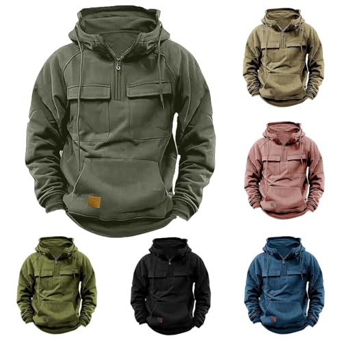 Tactical Hoodies for Men Strawing 2024 Fall Lightweight Quarter Zip Pullover Thin Hiking Outdoor Hunting Sweatshirts