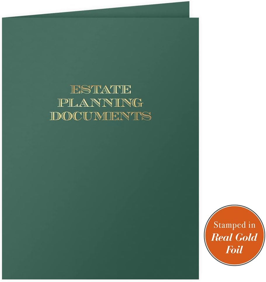 The Gallery Collection, 25 Count, Green, Estate Planning Documents Pocket Folders, Gold Foil Stamped, for Legal Professionals (9 x 12)