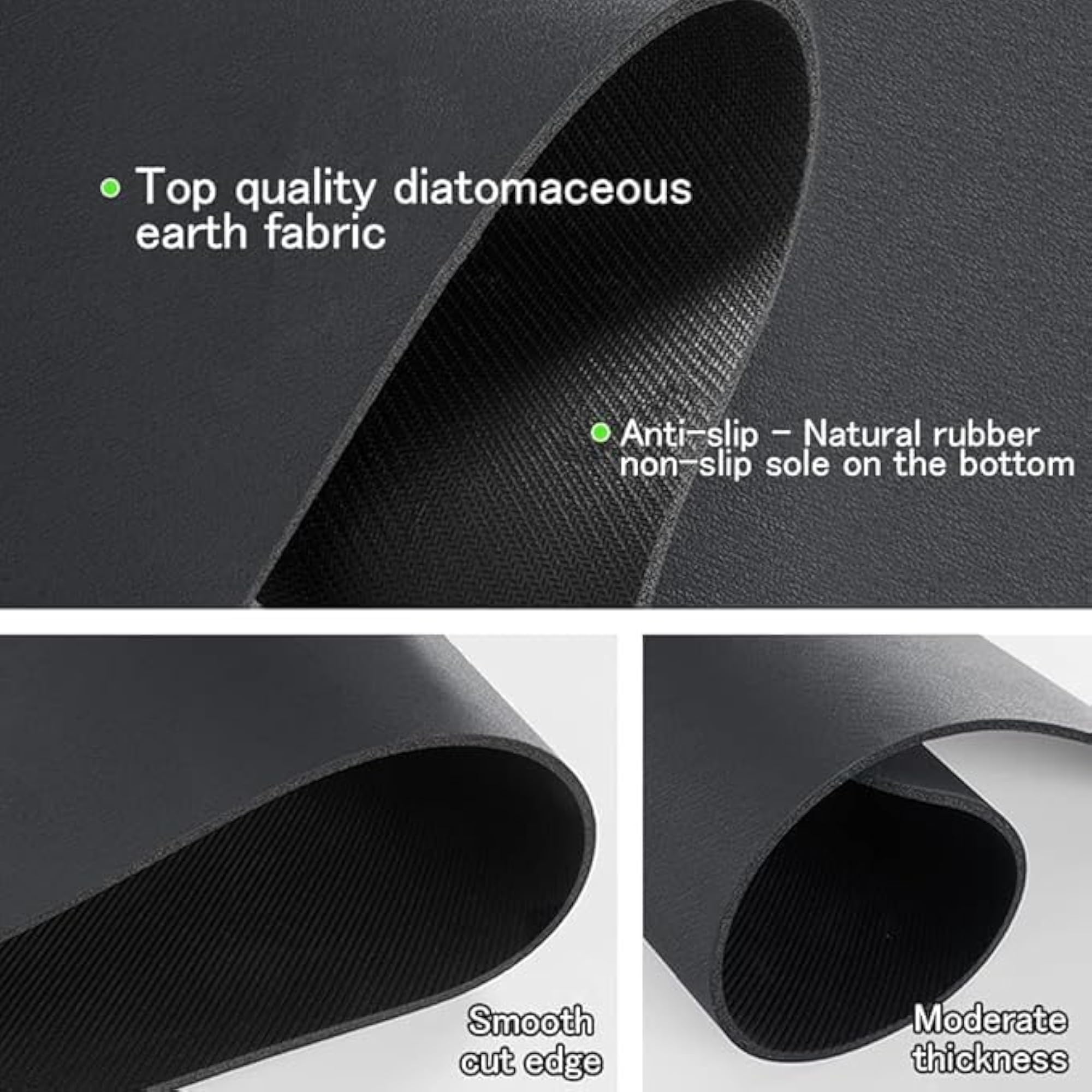 Diatomaceous Earth Fabric Dish Drying Mat with Anti-Slip Base