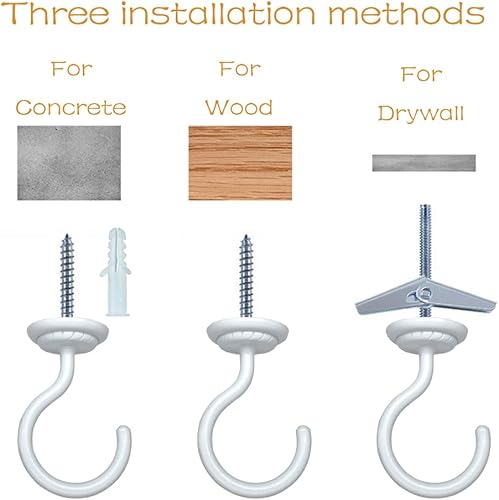 Miniatura 4 de Gancho de techo grande con accesorios para colgar plantas de techo, fácil instalación, pared de cavidad, pared seca, interior y exterior (2 juegos