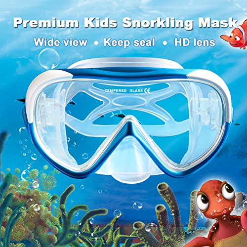 Image of Kids Snorkel Swim Mask, Child Diving Mask Anti-Fog Swim Goggles with Nose Cover for Snorkeling Diving Swimming