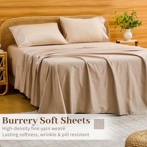 Image of Bedlifes 1000TC Egyptian Cotton Queen Sheets, 4Pcs 18-24 inch Extra Deep Pocket