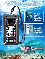 Waterproof Phone Pouch,2 Pack Black White Phone Waterproof Case,Cell Phone Dry Bag,Protection Level: IP68,Beach Cruise for Apple iPhone,Samsung,and More,Lanyard Included,(Fits Up to 8.3”),Black,White — image 3