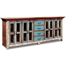 Crafters and Weavers 84" La Boca Solid Wood Sideboard in Multi-Color