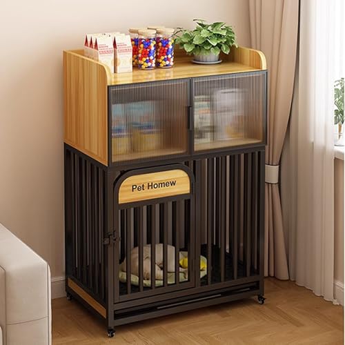 Cage pour chien d'intérieur multifonctionnelle avec étagères de rangement