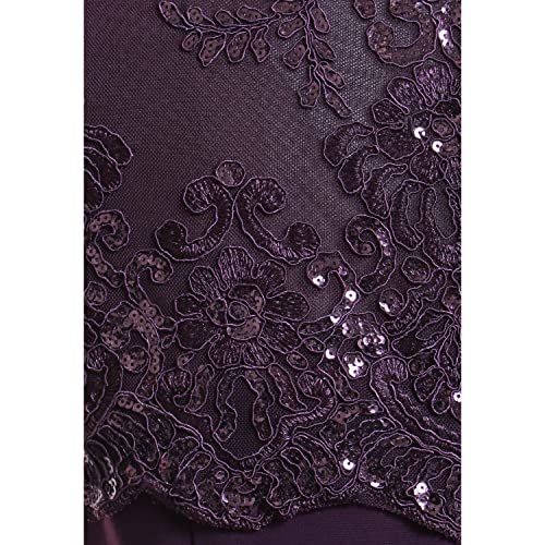 Alex Evenings Women's Long Column Dress with Sweetheart Neck (Petite and Regular), Eggplant Embroidered, 10 by Alex Evenings - Used condition - Image 3