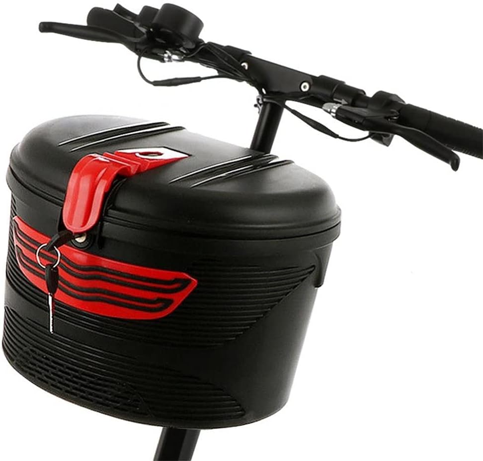 HBJWOV Electric Bicycle Front Hanging Plastic Storage Basket with Lock Large Capacity, Strong Bearing Capacity