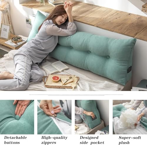 Image of aeTHEric Triangular Headboard Pillow /Wedge Pillow /Backrest Reading Bolster /Triangular Pillow Sofa Back Soft Pack Bed Large Protection Waist (100cm x 20cm x 50cm)