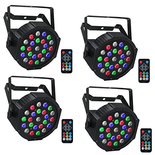 24W Stage Lights, LaluceNatz 24 LED Par Lights 8 Channels RGBW Sound Activated Dj Lights with Remote DMX512 Control for Halloween Christmas Wedding Church KTV Disco Dance Party Stage Lighting(4pcs)