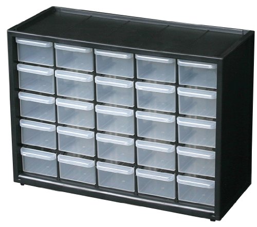 Flambeau 6576NA Parts Storage Drawer, Hardware and Craft Cabinet with 25 Drawers, Black