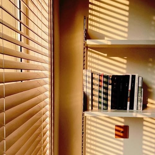 Miniatura 4 de Estores Venecianos De Madera Sin Cables, Lamas De 5cm, Persianas A Medida 60 80 100 120 140 160 180 200 Cm Para Dormitorio Y Salón, Aislamiento Térmico Y Madera Falsa Para Privacidad