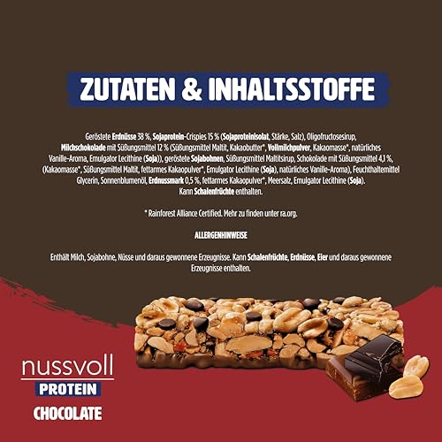 Corny Nussvoll Protein Chocolate | Nussriegel & Proteinriegel ohne Zuckerzusatz | Mit 38% Nüssen & 25% Eiweiß | 3 x 35 g