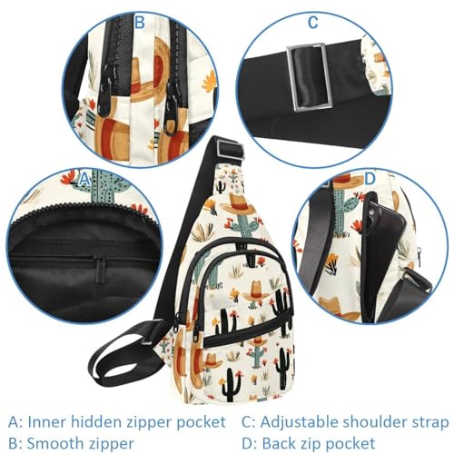 Mochila cruzada pequeña para excursiones urbanas con diseño de cactus 4