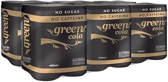 Green Cola Caffeine-Free Soft Drink - Sugar-Free, Zero Calorie Fizzy Drinks Sweetened with Stevia - No Aspartame - Healthy Alternative Cans of Pop 24 Pack (330ml x 24)