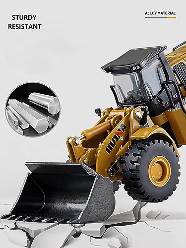 Gemini&Genius Mechanical Loader Toy, Construction Vehicle Wheeled Loader 1/50 Scale Skid Steer Loader Toy, Bulldozer Shovel Engineering Vehicle Alloy Models for Kids, Collection and Decoration House - Thumbnail 7