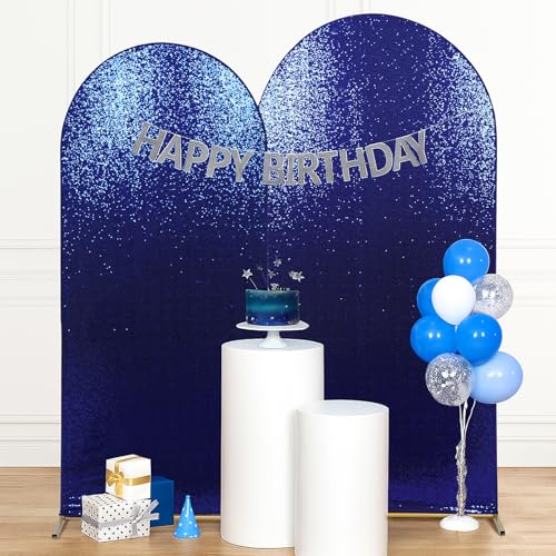 Eternal Beauty 7.2 FT Arch Backdrop Covers Sequin Backdrop Navy Blue Arch Cover for Wedding Party Birthday Flower Balloon Stand by Eternal Beauty - Used condition - Image 5
