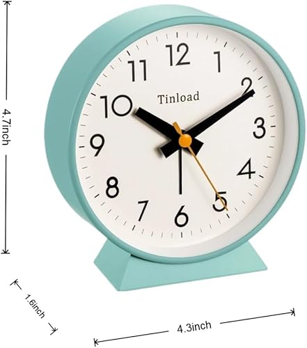 Miniatura 3 de Reloj despertador analógico retro antiguo de 4.5 pulgadas, funciona con pilas, pequeño y silencioso con luz nocturna, funciona con pilas, para sala