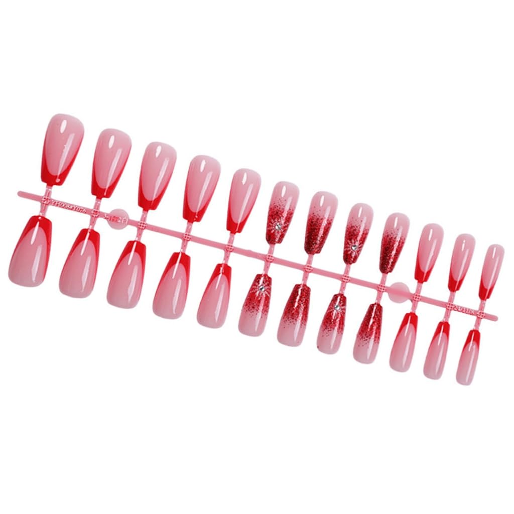 24Pcs Square Fake Nails Artificial Nails False Nails Glues On Nails Sequins Designs French Nails Tips