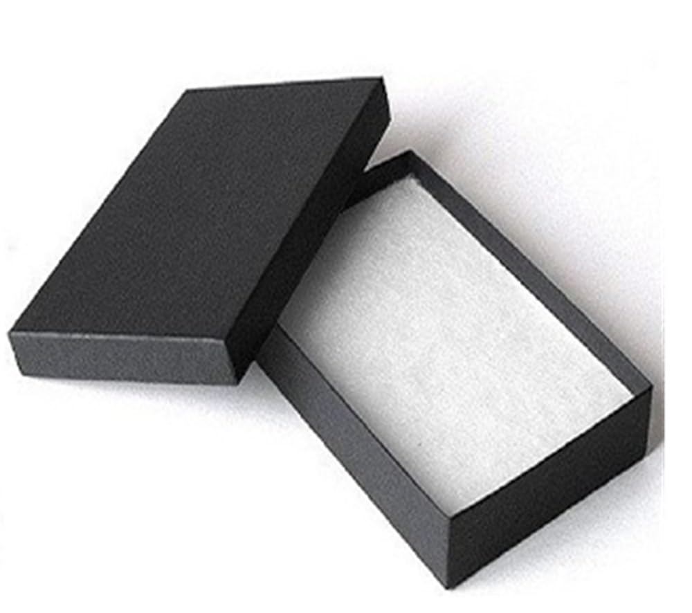 RJ Displays 25 Pieces Pack Cotton Filled Matte Black Pack Cotton Filled - Jewelry Pendant Earring Necklace Bracelet Packaging 3" X 2" X 1" Inch #32