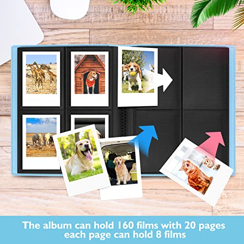 160 Pockets Photo Album With Colorful Stickers For Fujifilm Instax Mini Liplay Evo 7S 8 8+ 9 11 25 26 50S 70 90 Film, Polaroid Snap Snaptouch Pic-300 Z2300 Mint Zip Instant Camera Printer (Blue) #TOP3