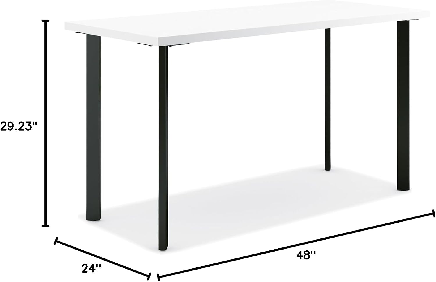 HON Coze Home Office Desks, Sturdy Table Computer Desk, 48", White Top, Black Base