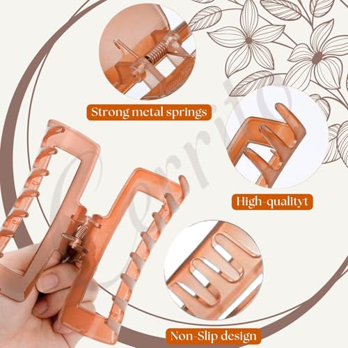 Image of Cerrito 3 Pcs Big Hair Claw Clips, Large Round & Rectangle Clutchers for Hair, Strong Hold Nonslip Jelly Clip Hair Accessories for Women & Girls with Thick, Thin, Curly, Straight, Multicolor