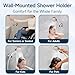 BRIGHT SHOWERS Handheld Shower Head Holder with Dual Angle Positions, Wall Suction Bracket Includes Adhesive 3M Disc, No Tools Required and Easy Installation, Brushed Nickel Finish